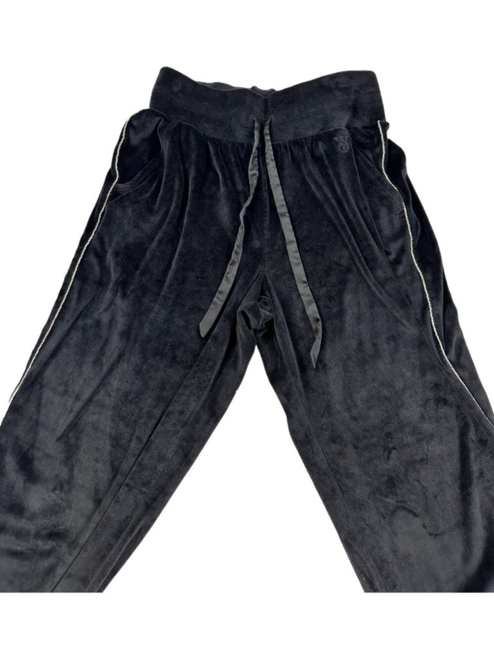 Victoria's Secret On Point Bling Velour Joggers Black Small